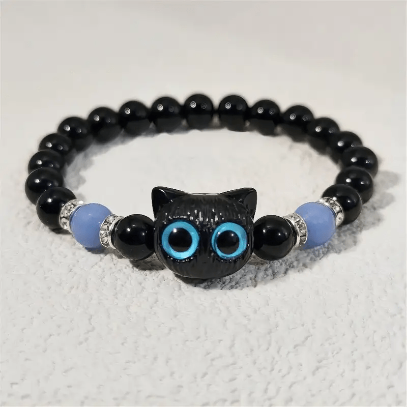 Olivenorma 1pcs Luminous Cute Cat Design Pendant Beaded Bracelet