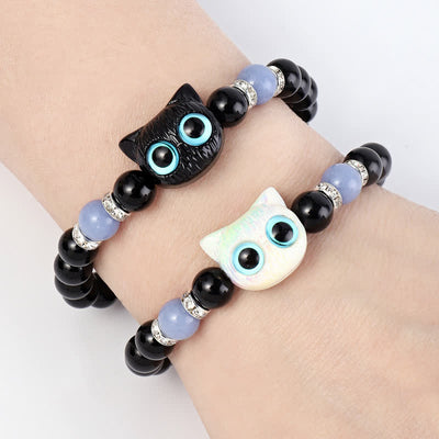 Olivenorma 1pcs Luminous Cute Cat Design Pendant Beaded Bracelet