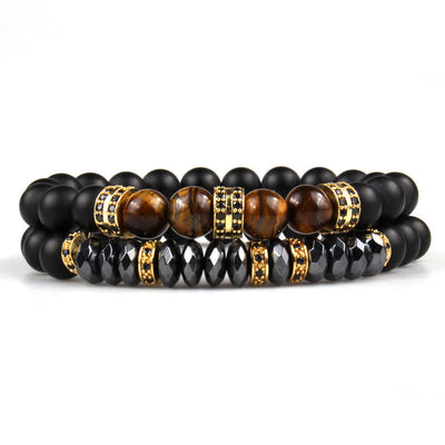 Olivenorma Black Onyx Hematite Tiger Eye Bracelet