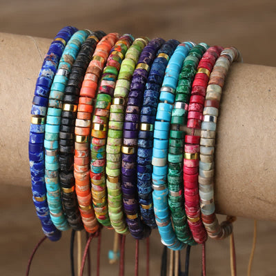 Olivenorma 2.4mm Natural Stone Roller Beads Braided Bracelet - image 1