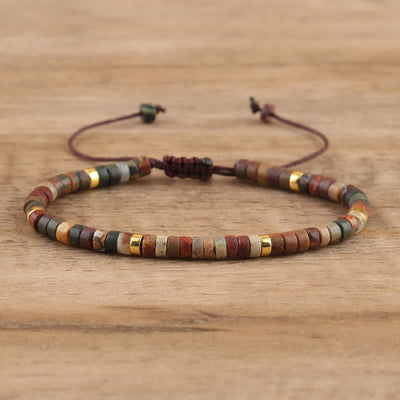 Olivenorma 2.4mm Natural Stone Roller Beads Braided Bracelet - Red Pine - image 3