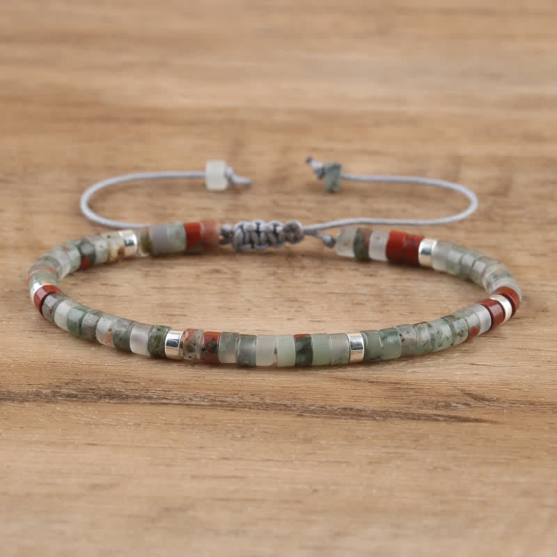 Olivenorma 2.4mm Natural Stone Roller Beads Braided Bracelet - Blood Stone - image 7