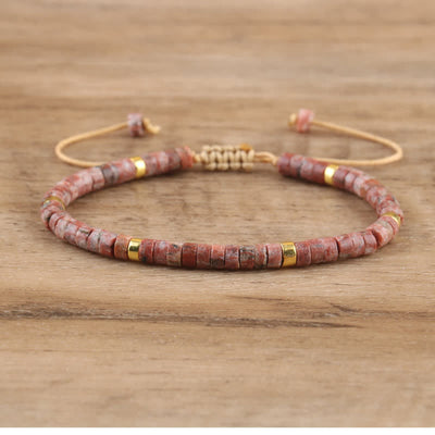 Olivenorma 2.4mm Natural Stone Roller Beads Braided Bracelet - Granite - image 10