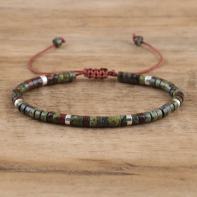 Olivenorma 2.4mm Natural Stone Roller Beads Braided Bracelet - Dragon Blood Stone - image 17