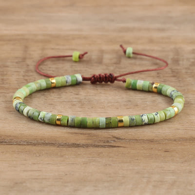 Olivenorma 2.4mm Natural Stone Roller Beads Braided Bracelet