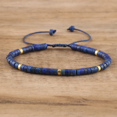 Olivenorma 2.4mm Natural Stone Roller Beads Braided Bracelet - Lapis Lazuli - image 20