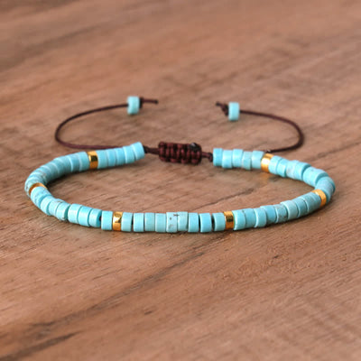 Olivenorma 2.4mm Natural Stone Roller Beads Braided Bracelet - Turquoise - image 32