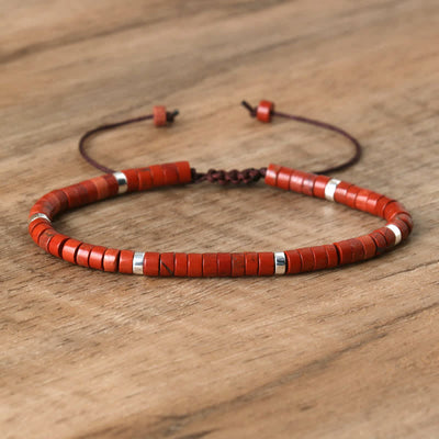 Olivenorma 2.4mm Natural Stone Roller Beads Braided Bracelet - Red Jasper - image 38