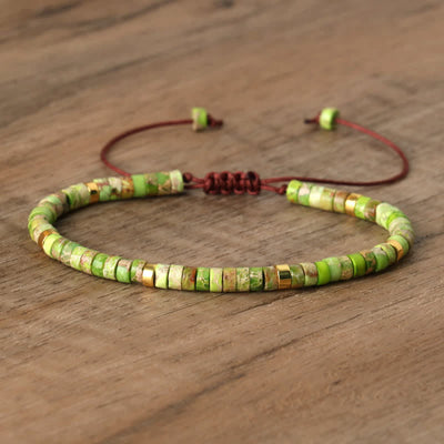 Olivenorma 2.4mm Natural Stone Roller Beads Braided Bracelet - Green Emperor Stone - image 44