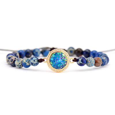 Olivenorma Blue Opal Emperor Stone Adjustable Braided Bracelet