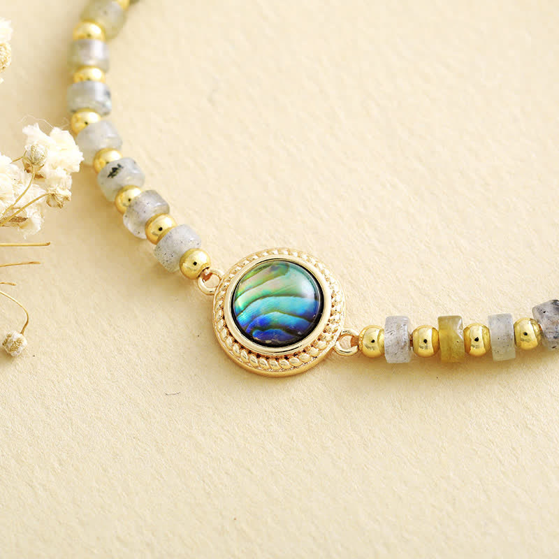 Olivenorma Labradorite Beads Nacre Pendant Bracelet