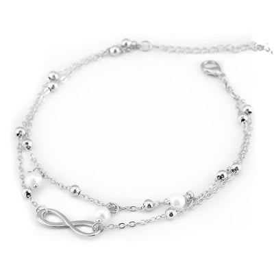 Olivenorma Pearl Infinity Pandant Double Layer Anklet - image 4