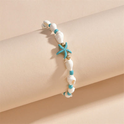 Olivenorma Turquoise Starfish Shell Beaded Anklet