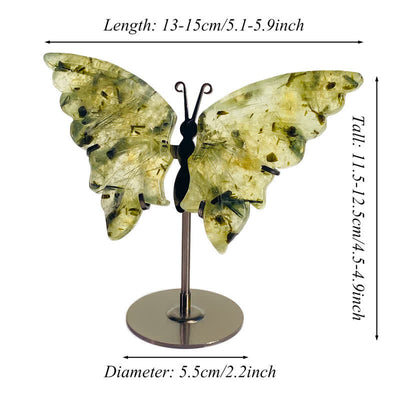 Olivenorma Natural Prehnite Butterfly Carving Gemstone Decoration