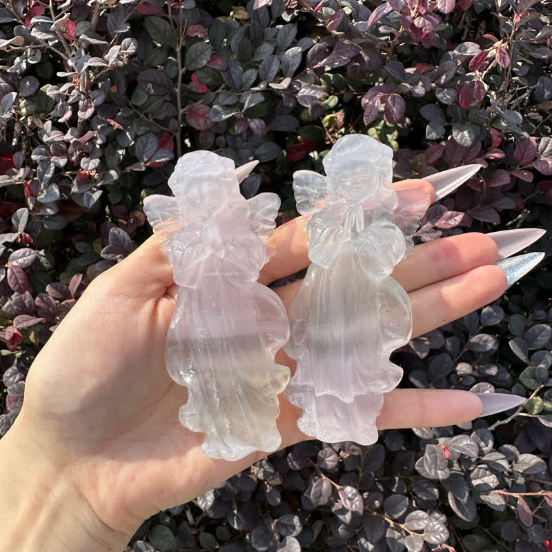 Olivenorma White Gypsum Baby Angel Carving Gemstone Decoration