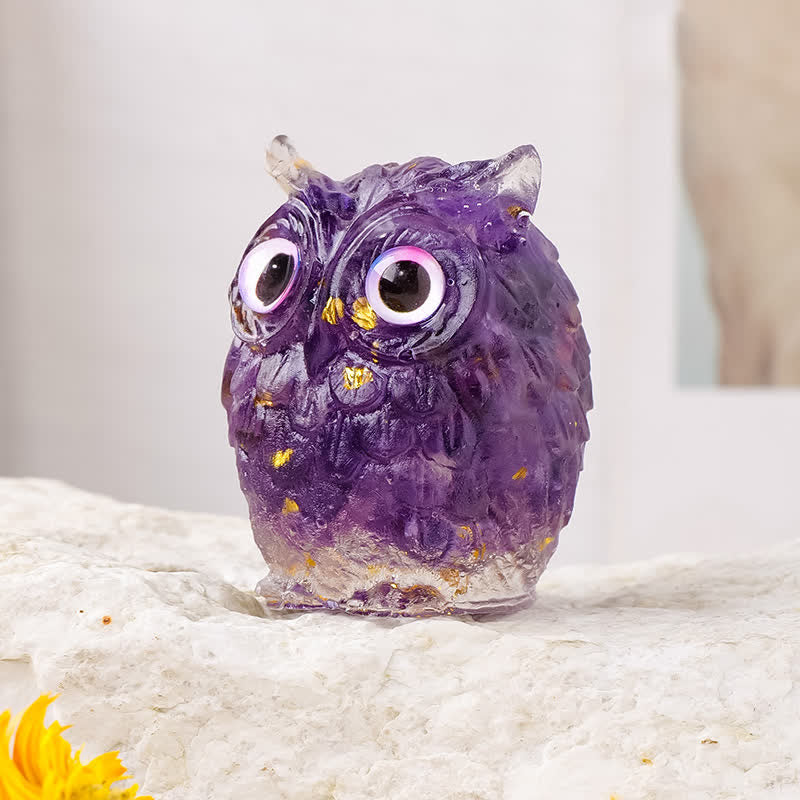 Olivenorma Epoxy Gravel Owl Ornament Gemstone Decoration