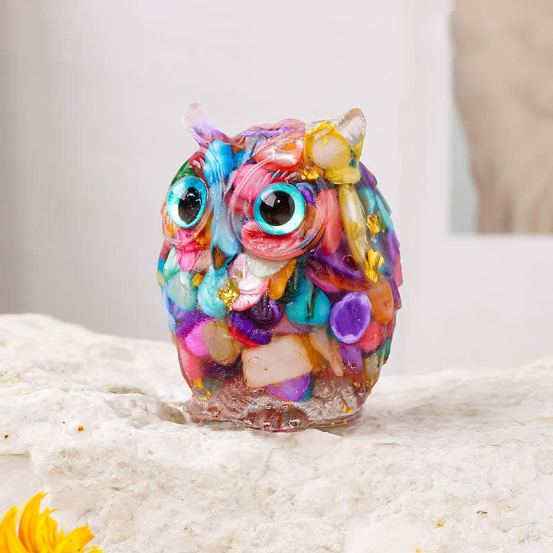 Olivenorma Epoxy Gravel Owl Ornament Gemstone Decoration