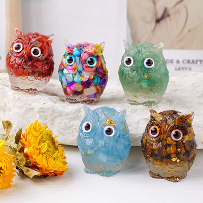 Olivenorma Epoxy Gravel Owl Ornament Gemstone Decoration - image 0