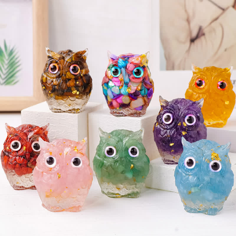 Olivenorma Epoxy Gravel Owl Ornament Gemstone Decoration