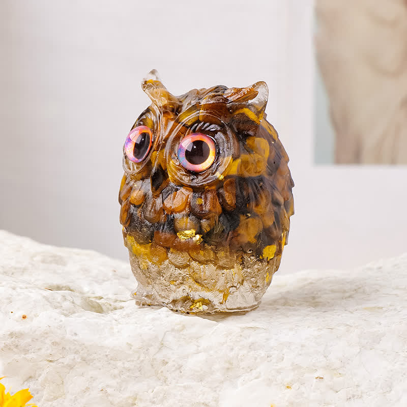 Olivenorma Epoxy Gravel Owl Ornament Gemstone Decoration