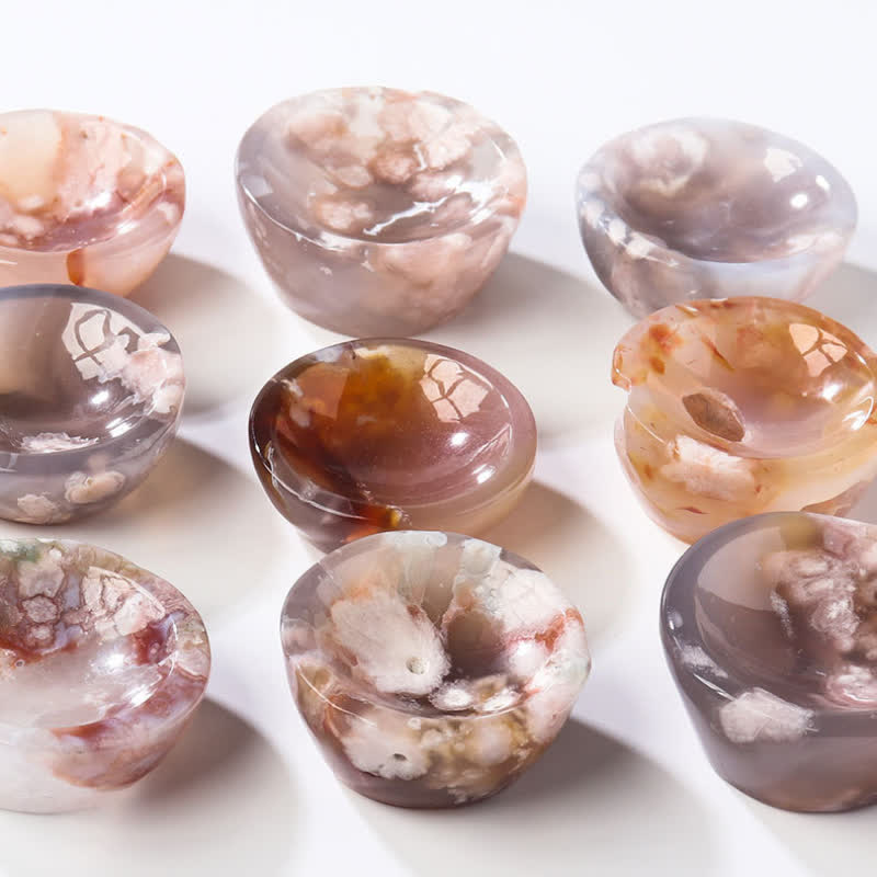 Olivenorma Cherry Blossom Agate Sardonyx Crystal Bowl