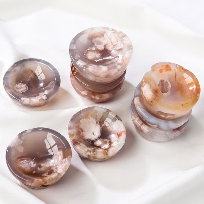 Olivenorma Cherry Blossom Agate Sardonyx Crystal Bowl