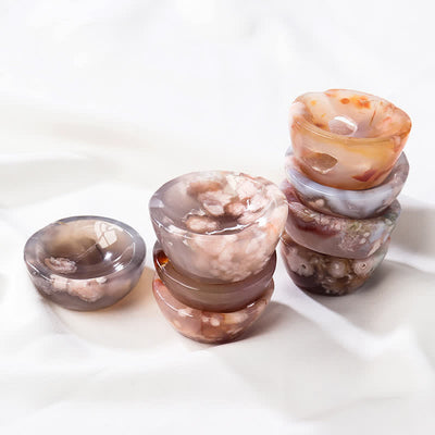 Olivenorma Cherry Blossom Agate Sardonyx Crystal Bowl