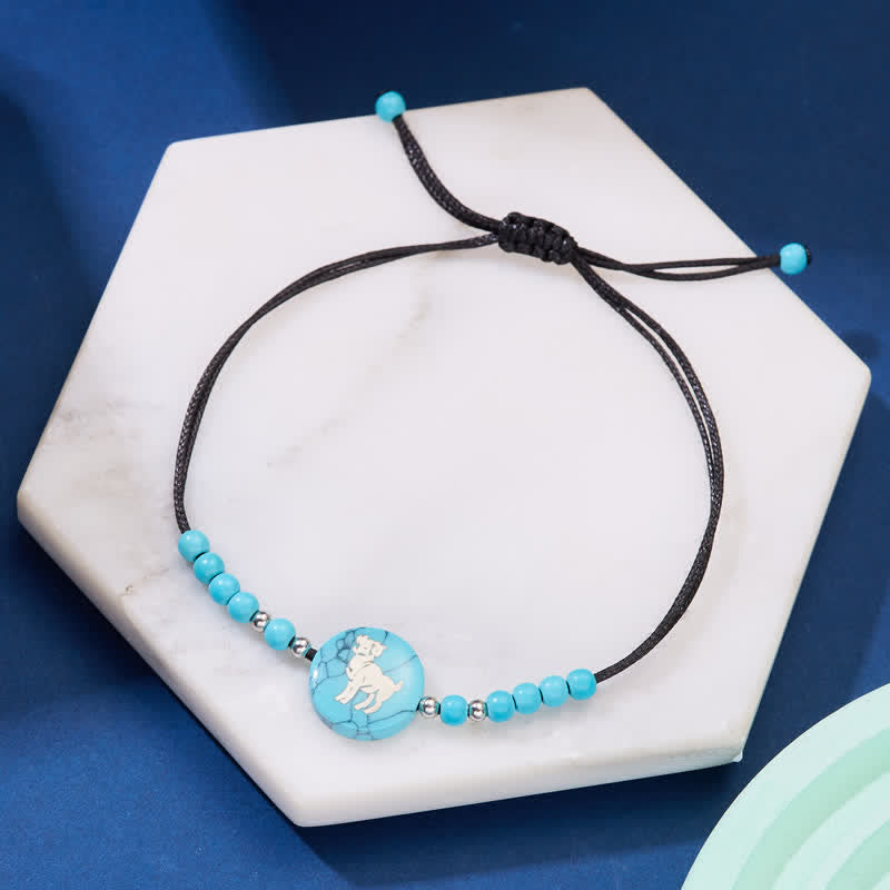 Olivenorma 12 Constellations Zodiac Pattern Turquoise Braided Bracelet