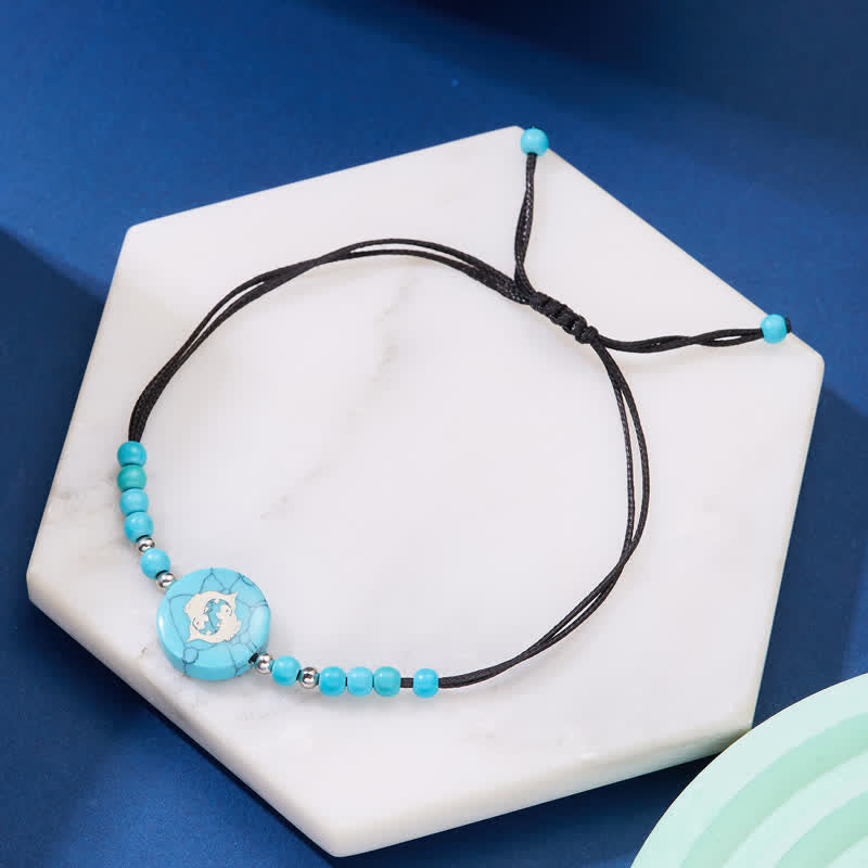 Olivenorma 12 Constellations Zodiac Pattern Turquoise Braided Bracelet