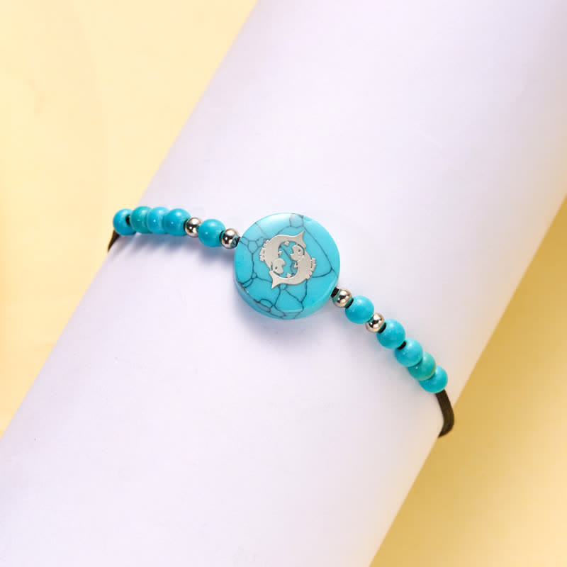 Olivenorma 12 Constellations Zodiac Pattern Turquoise Braided Bracelet