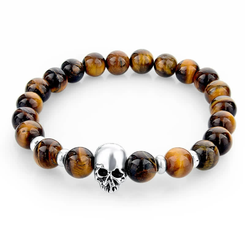 Olivenorma Natural Stone Skull Men Jewelry Elastic Bracelet