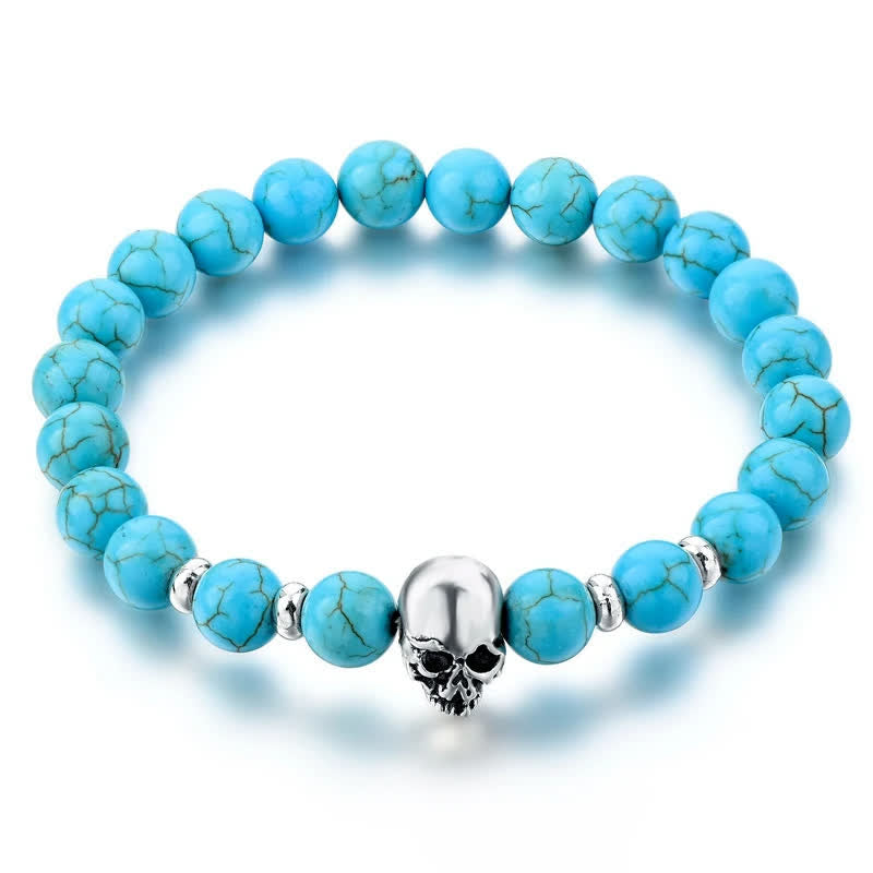 Olivenorma Natural Stone Skull Men Jewelry Elastic Bracelet