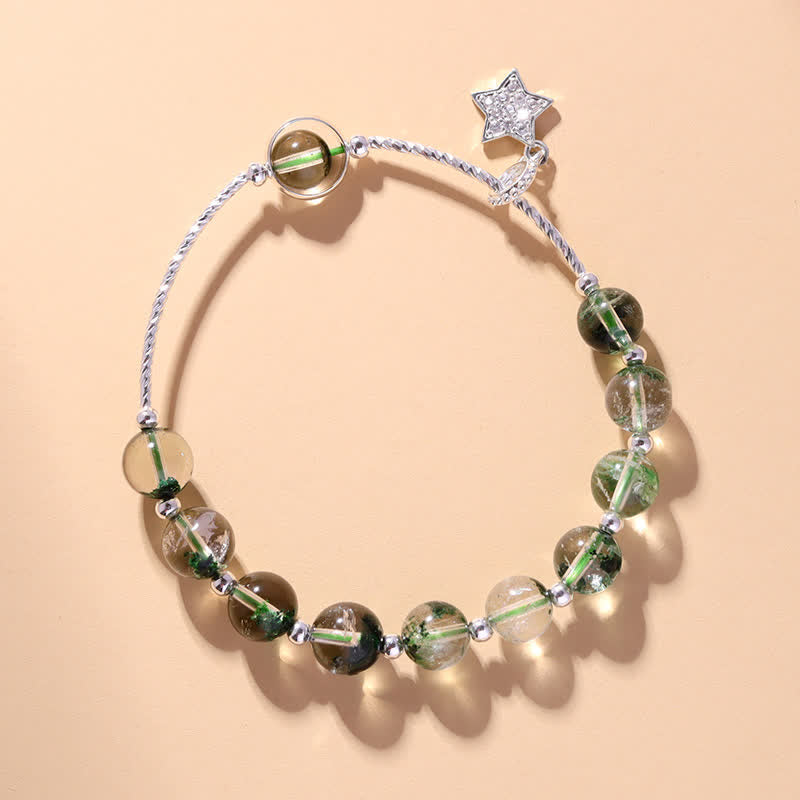 Olivenorma Green Phantom Quartz Beaded Star Pendant Bracelet