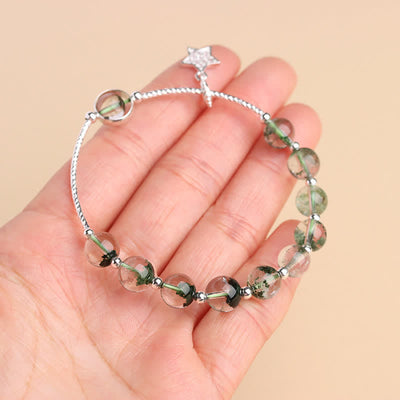 Olivenorma Green Phantom Quartz Beaded Star Pendant Bracelet