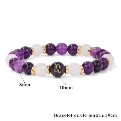 Olivenorma Amethyst Clear Crystal Blue Sandstone Beaded Zodiac Bracelet