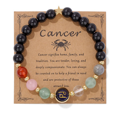 Olivenorma Black Onyx Blue Sandstone Beaded Zodiac Bracelet