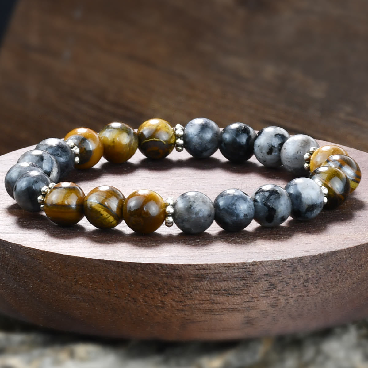 Olivenorma Natural Tiger Eye & African Turquoise Beaded Stretchable Protection Bracelet