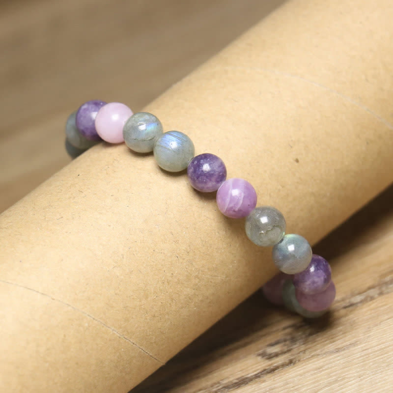 Olivenorma Natural Moonstone Lepidolite Beaded Women Bracelet