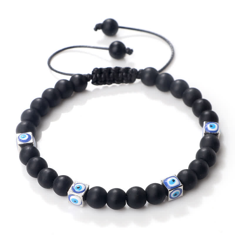 Olivenorma Natural Crystal Beaded Evil Eye Braided Bracelet