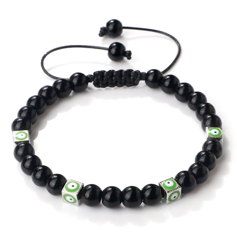 Olivenorma Natural Crystal Beaded Evil Eye Braided Bracelet