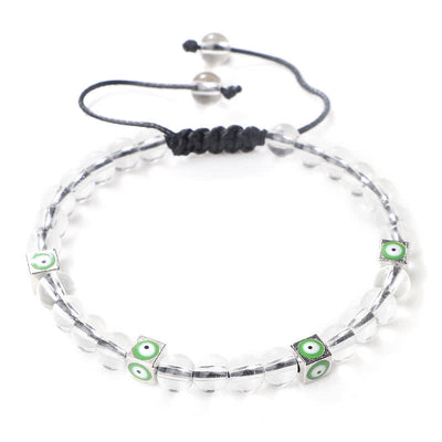 Olivenorma Natural Crystal Beaded Evil Eye Braided Bracelet