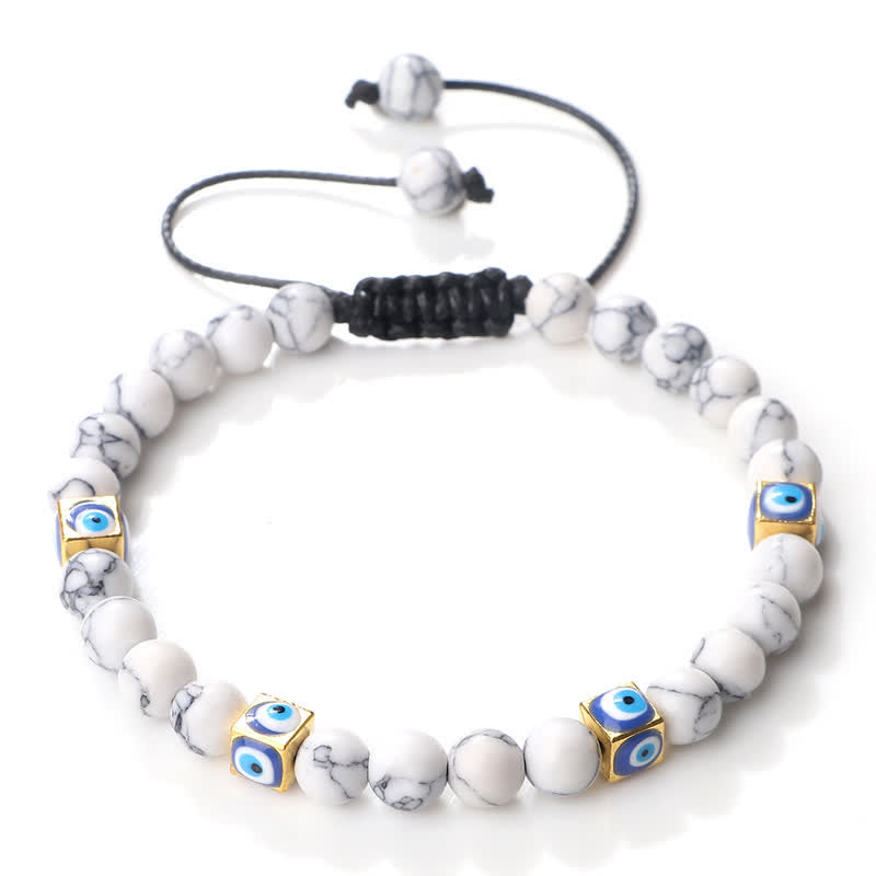 Olivenorma Natural Crystal Beaded Evil Eye Braided Bracelet