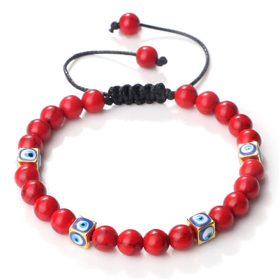 Olivenorma Natural Crystal Beaded Evil Eye Braided Bracelet