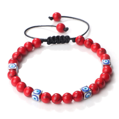 Olivenorma Natural Crystal Beaded Evil Eye Braided Bracelet