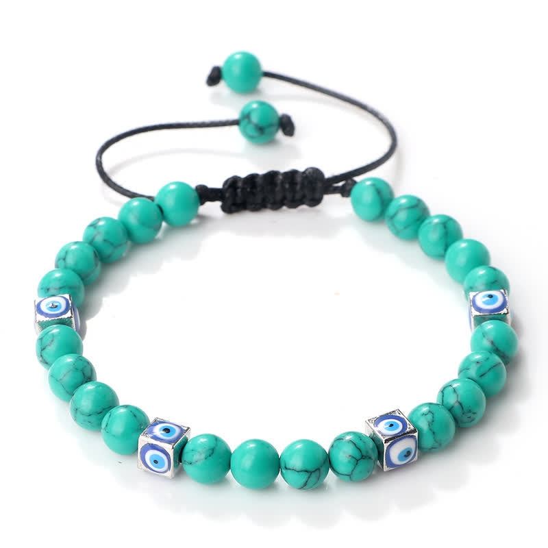 Olivenorma Natural Crystal Beaded Evil Eye Braided Bracelet