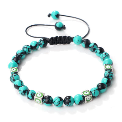 Olivenorma Natural Crystal Beaded Evil Eye Braided Bracelet