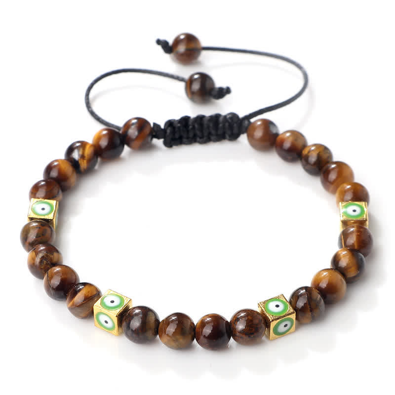 Olivenorma Natural Crystal Beaded Evil Eye Braided Bracelet