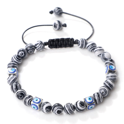 Olivenorma Natural Crystal Beaded Evil Eye Braided Bracelet