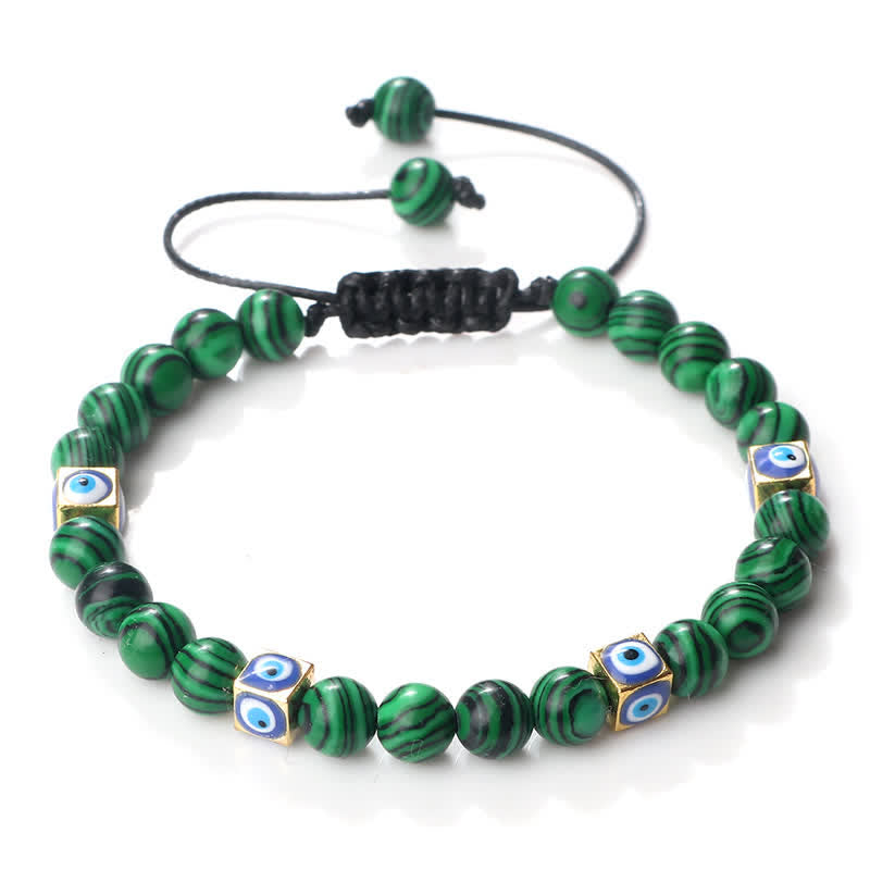 Olivenorma Natural Crystal Beaded Evil Eye Braided Bracelet