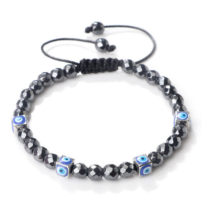 Olivenorma Natural Crystal Beaded Evil Eye Braided Bracelet